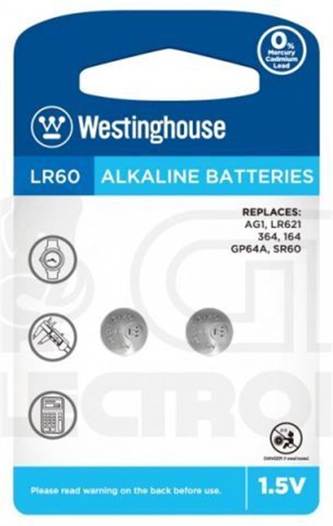 Westinghouse  AG1 LR60 1,5V  10 Adet alkaline Pil LR621, 364, 164, GP64A, SR60