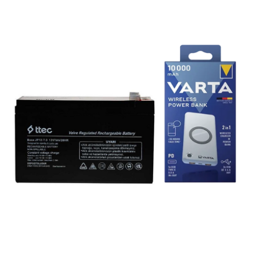 8 Adet Ttec 12V 7A Akü  Varta 10.000Mah Powerbank Hediyeli  resmi