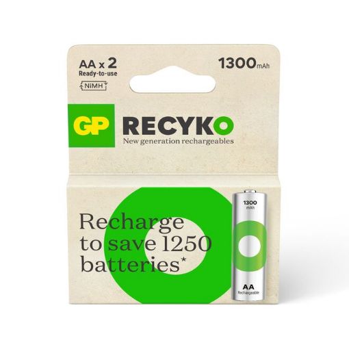 Gp Recyko 1300 AA Kalem Ni-Mh Şarjlı Pil 1.2v 2'li Kart resmi