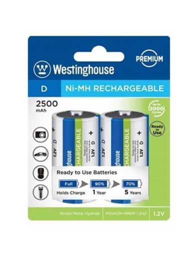 Westinghouse D Boy 2500mAh Şarjlı Pil 2'li Blister resmi