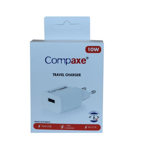 COMPAXE CTA-521 10W 5V 2.1A TEK USB ADAPTÖR BEYAZ resmi