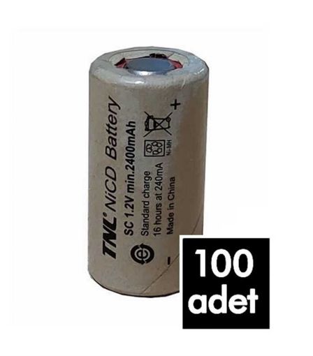 100 Adet TNL SC 2400mAH 10C Ni-MH Şarjlı Matkap Süpürge Pili resmi