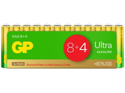 GP ULTRA  ALKALİN  AAA  8+4 12'Lİ SHRİNK İNCE PİL resmi